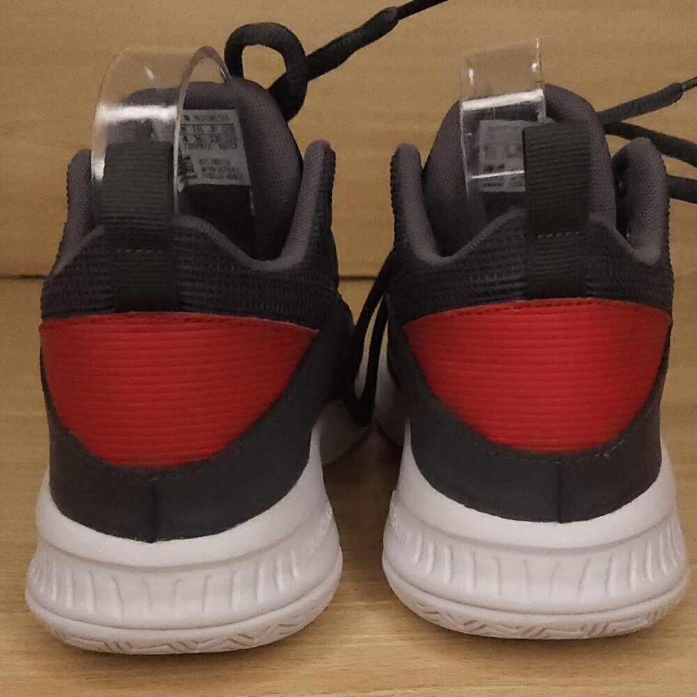 Adidas Boys Grey Red Stripe High Top Sneaker 4 1/2 - Picture 3 of 8